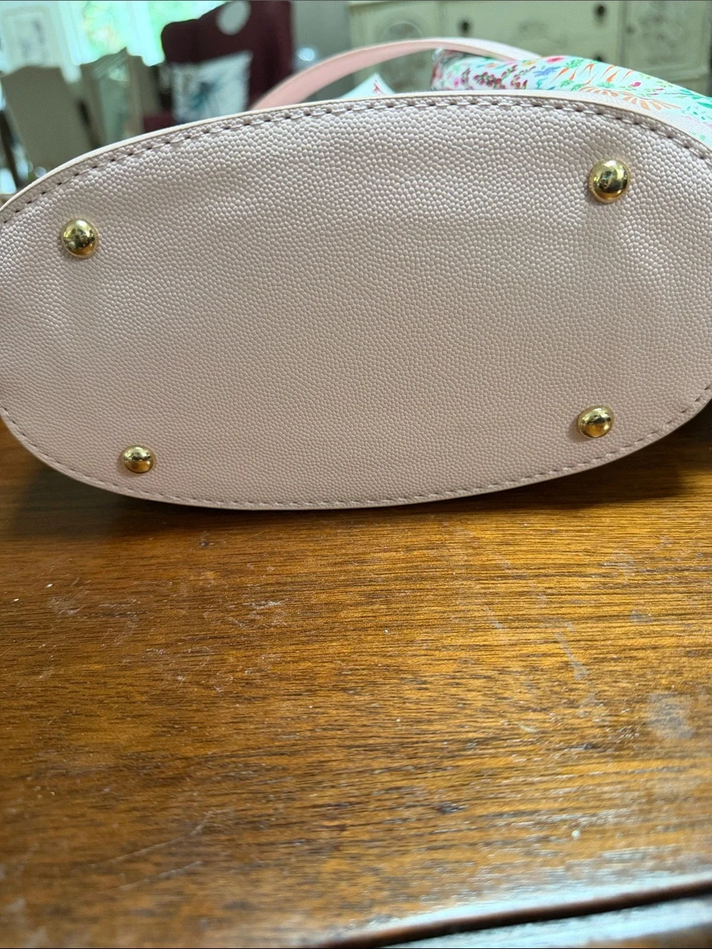 Betsey Johnson Light Pink Bucket Shoulder Bag with Floral Scarf Tie
